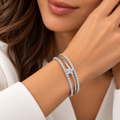 Floral Diamond Multi-Layer Bangle Bracelet