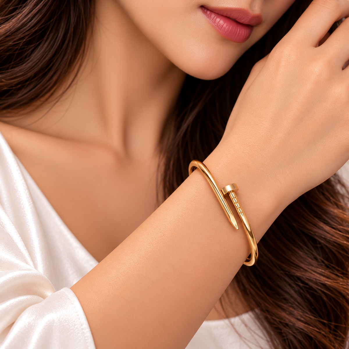 Lavaya Elegant Gold-Tone Nail Cuff Bracelet – Minimalist Luxury Design
