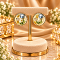 Enamel Botanical Pearl Stud Earrings