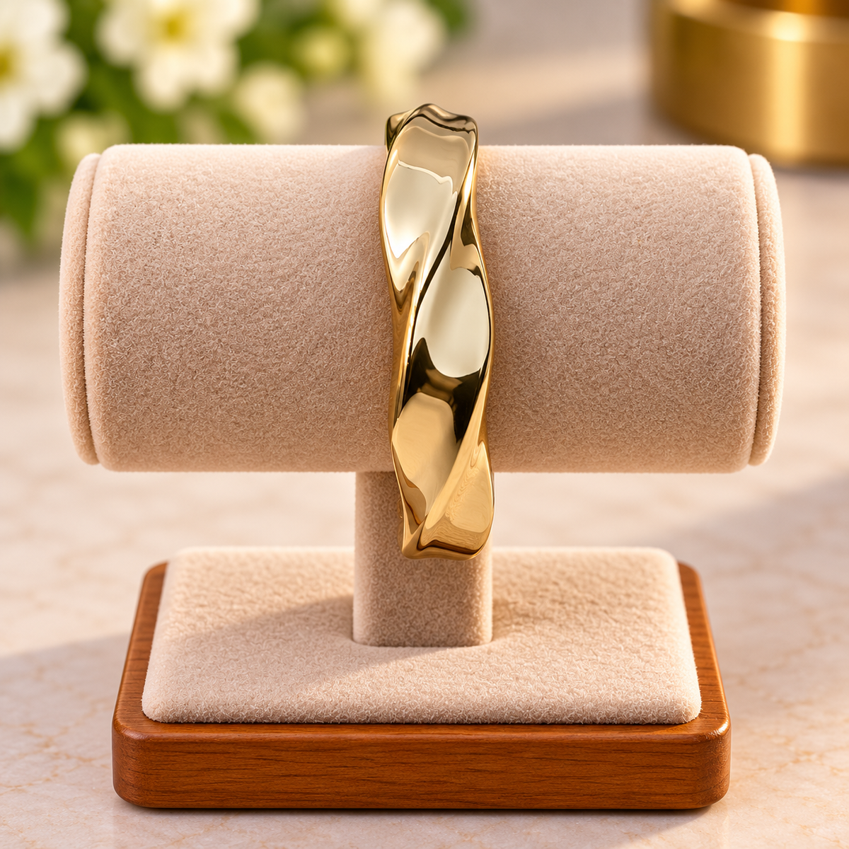 Twisted Chunky Gold Bangle Bracelet