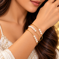 Gold-Tone Pearl Double Cuff Bracelet