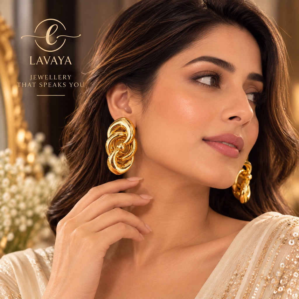Oversized Bold Intertwined Wire Spiral Statement Earrings for Festive & Evening Wear