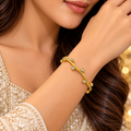 Golden Wavy Crystal Cuff Bracelet