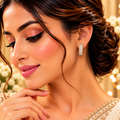 Triple-Row Pavé Crystal Wide Huggie Hoop Earrings
