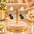 Monochrome Floral Geometric Drop Earrings