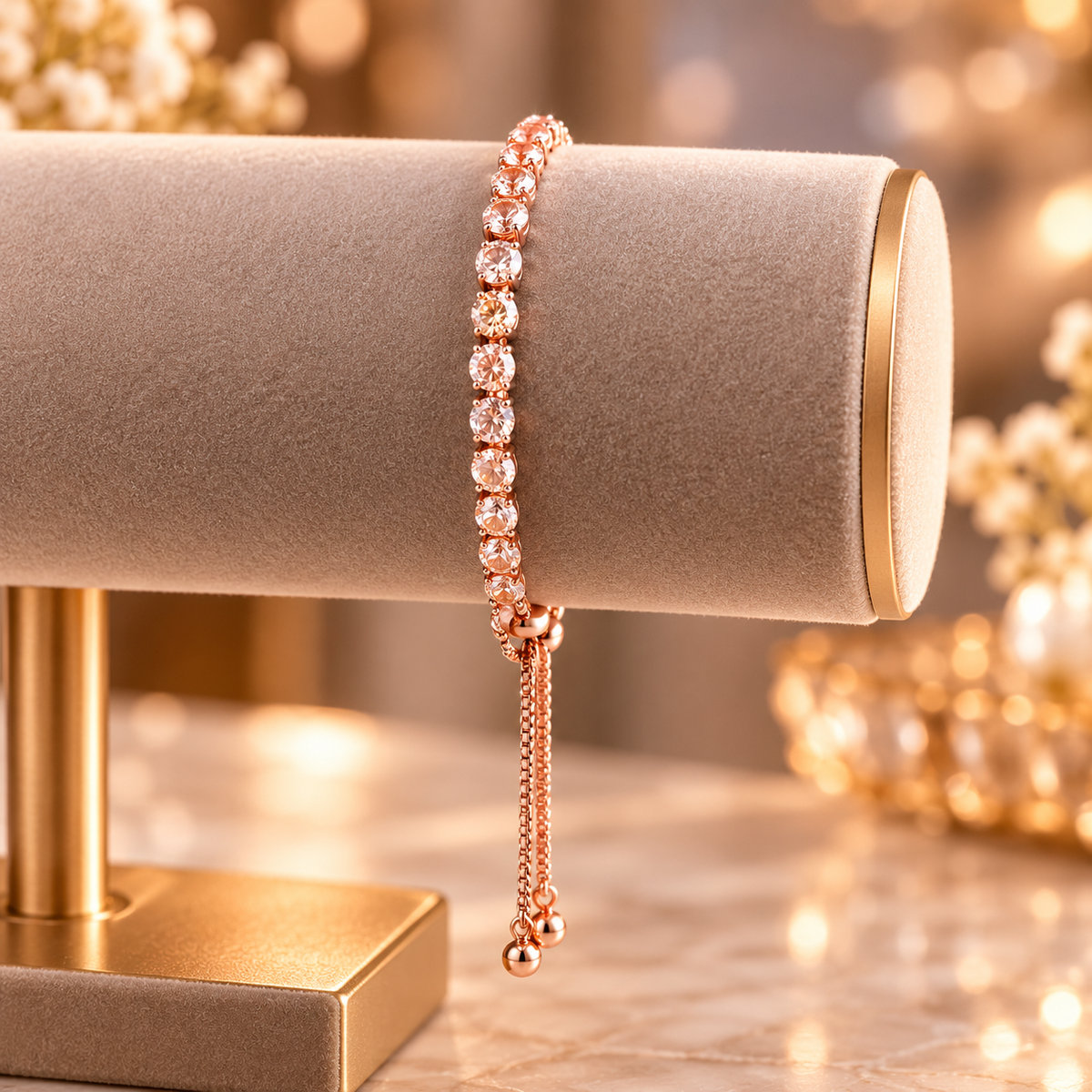 Rose Gold Crystal Tennis Bracelet