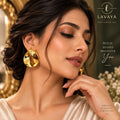 Lavaya Gold Statement Stud Earrings – Bold Geometric Earrings for Women