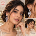 Crystal Bowknot Tiered Teardrop Chandelier Statement Earrings