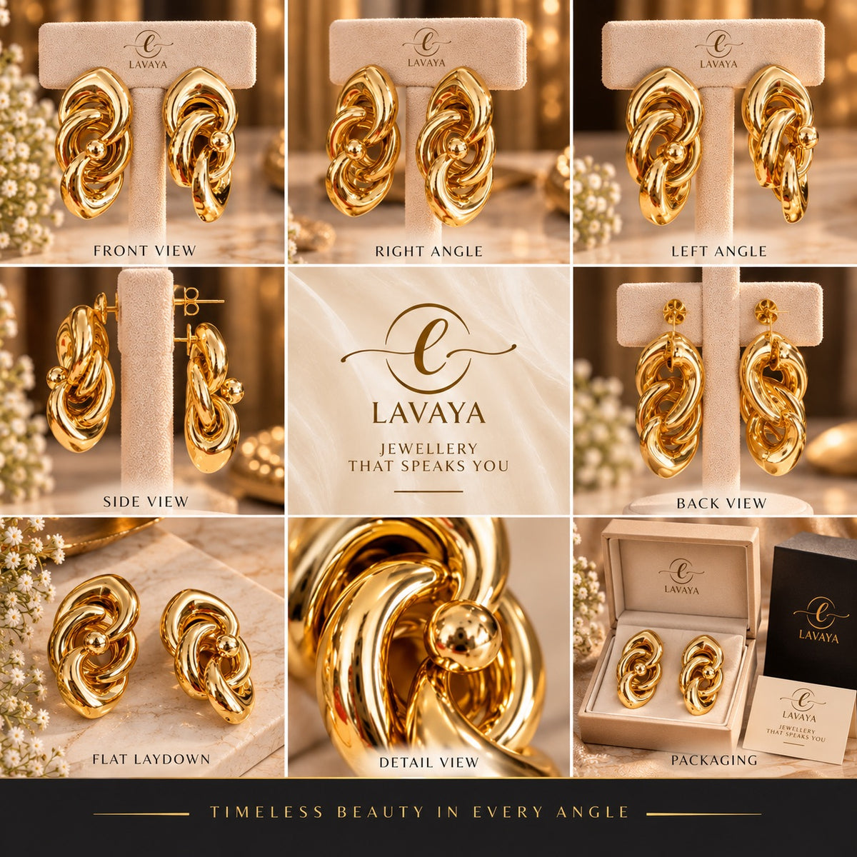Oversized Bold Intertwined Wire Spiral Statement Earrings for Festive & Evening Wear