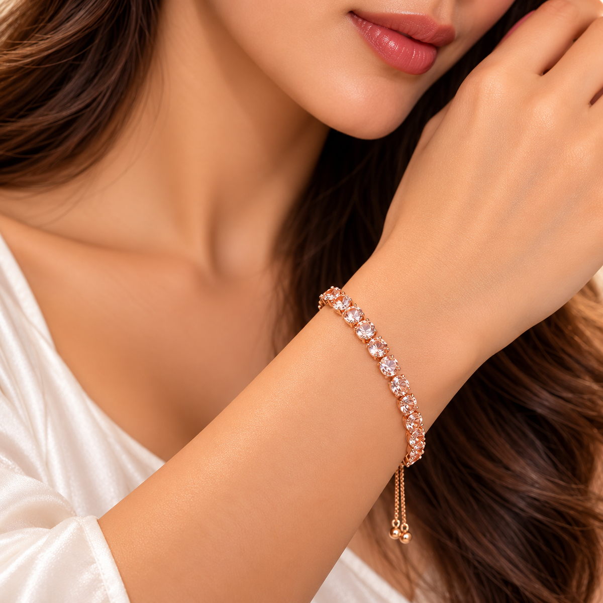Rose Gold Crystal Tennis Bracelet