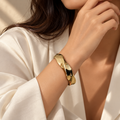 Twisted Chunky Gold Bangle Bracelet