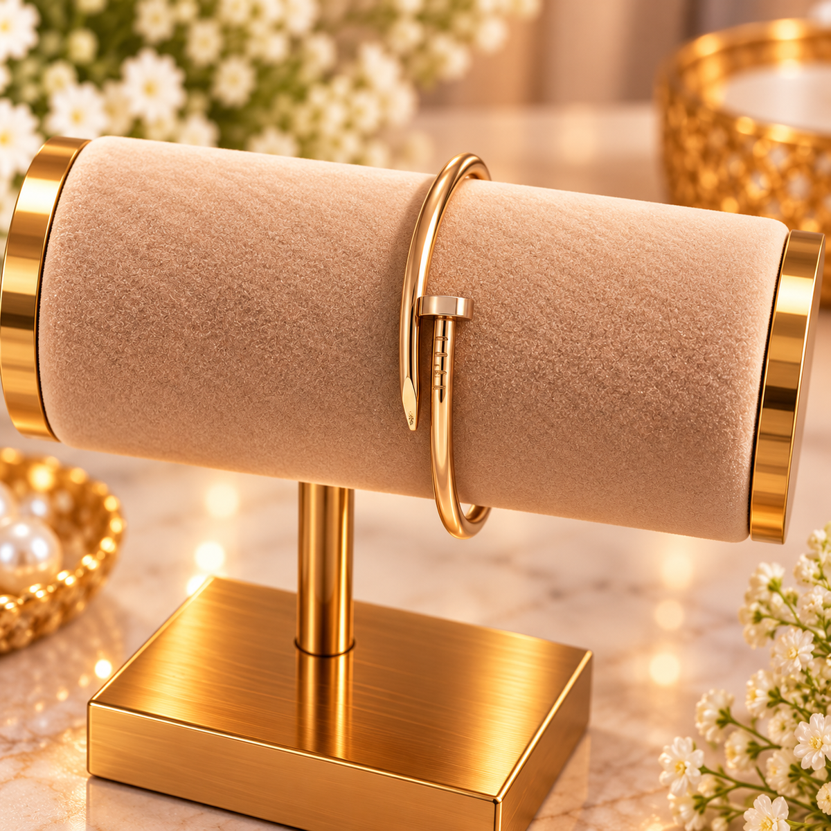 Lavaya Elegant Gold-Tone Nail Cuff Bracelet – Minimalist Luxury Design