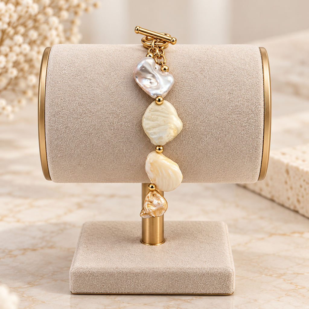 Baroque Pearl & Gold Toggle Bracelet