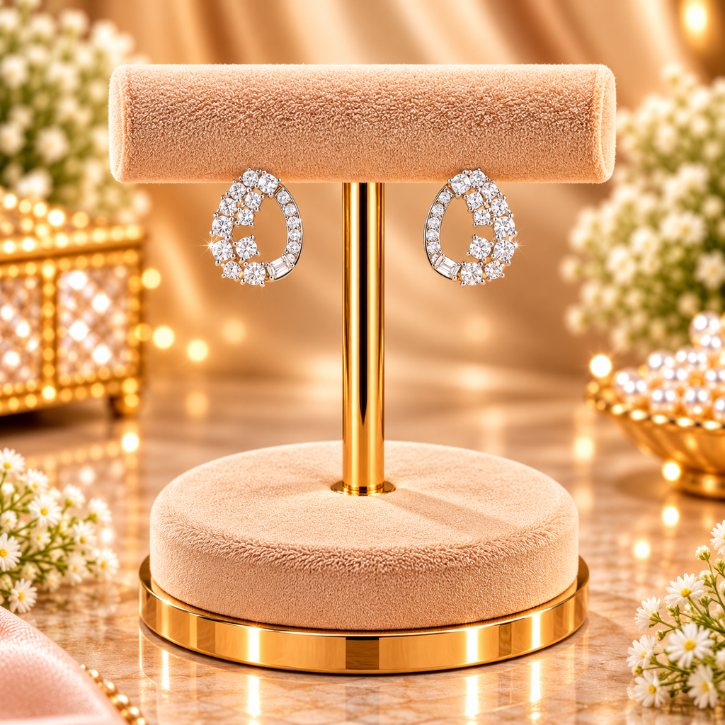 Crystal Pear-Drop Huggie Hoop Earrings