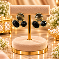 Onyx & Tiger’s Eye Cabochon Cluster Stud Earrings