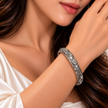 Lavaya Antique Silver-Tone Floral Engraved Bangle Bracelet – Vintage Ethnic Design