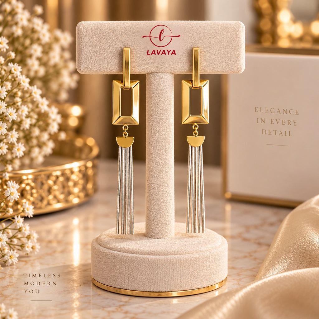 Lavaya Two-Tone Gold & Silver Cascade Tassel Earrings