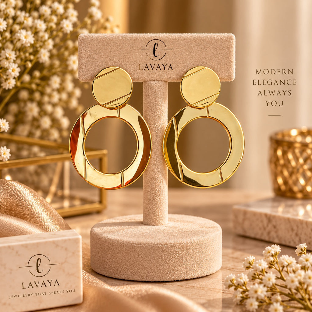 Lavaya Gold Geometric Hoop Earrings