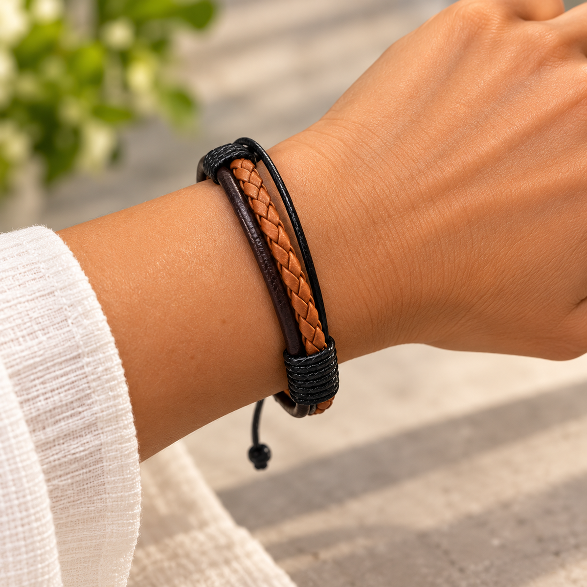 Braided Multi-Strand Leather Bracelet For Men & Women
