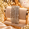 Lavaya Royal Silver-Tone Multi-Layer Crystal Bracelet – Elegant White Stone Designer Statement Bracelet