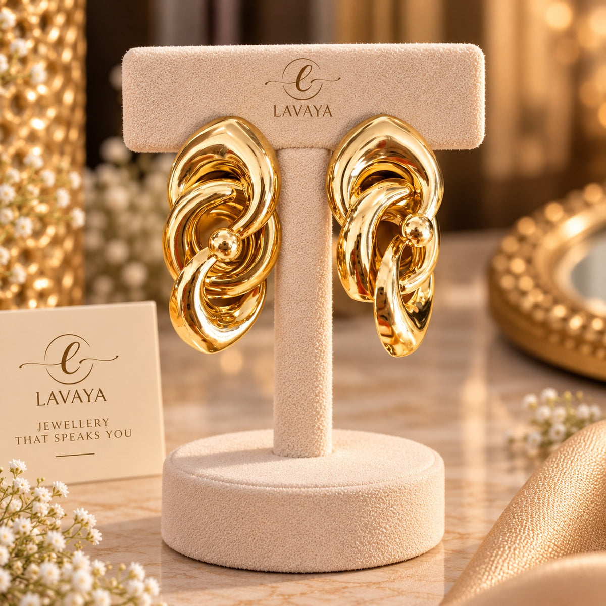 Oversized Bold Intertwined Wire Spiral Statement Earrings for Festive & Evening Wear