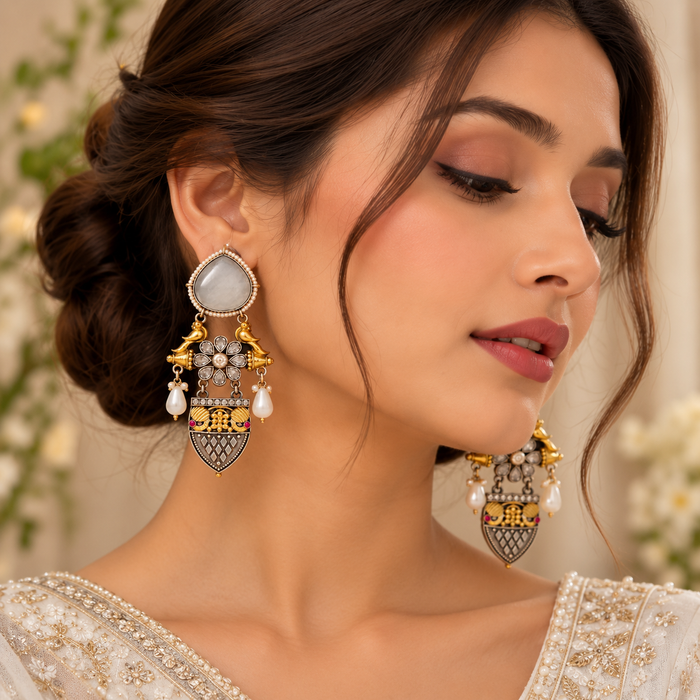 Modern Oxidized Earrings