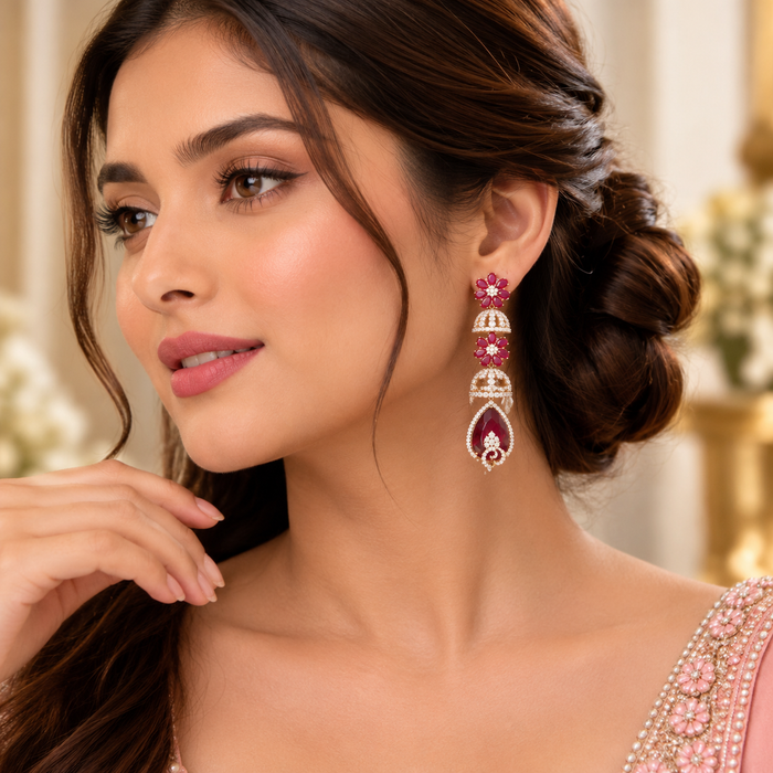 Kundan and American Diamond (AD) Earrings