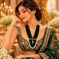 Lavaya Royal Grey Stone & Multi-Layer Pearl Choker Necklace Set with Elegant Pearl Drop Earrings