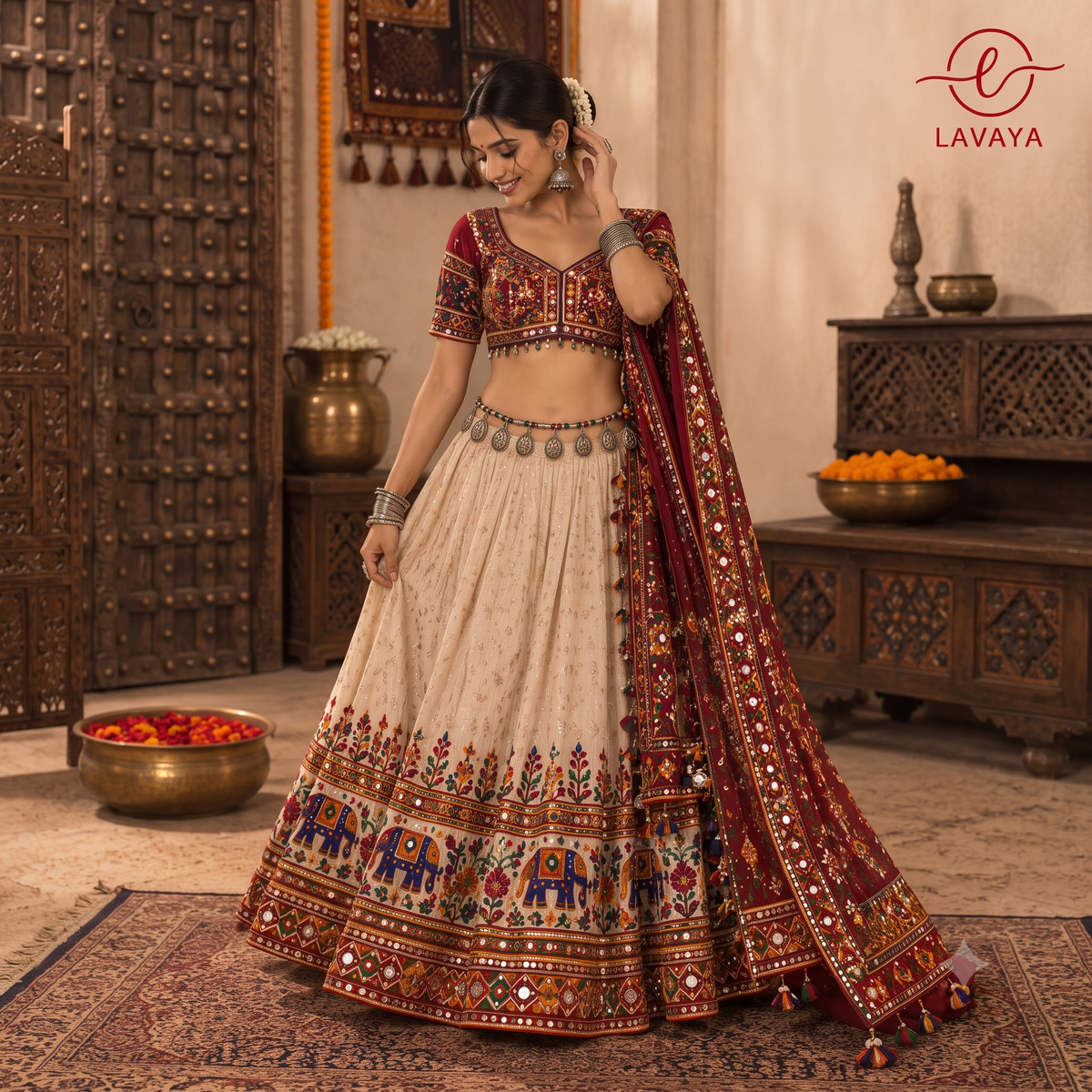Lavaya The Banjara Rani: Handcrafted Oxidized Silver Coin & Folk Bead Kamarbandh Waist Belt
