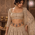 Lavaya The Mandala Chandrika: Handcrafted Oxidized Silver Circular Medallion Kamarbandh with Cowrie Shell & Ghungroo Drops