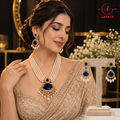 he Royal Blue Heritage Multi-Layer Pearl Necklace & Earring Set