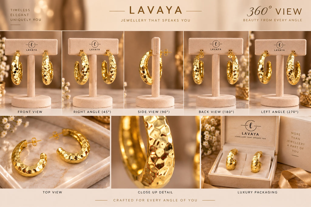 Textured Gold Hoop Earrings for Women