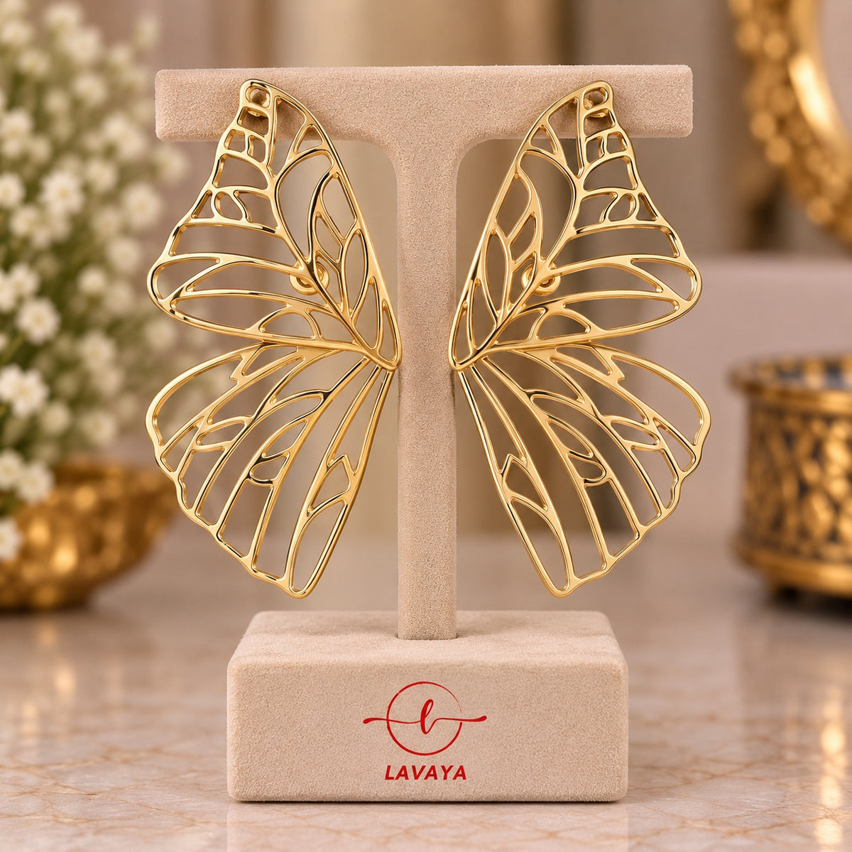 Bold Openwork Butterfly Wing Large Stud Earrings for Women