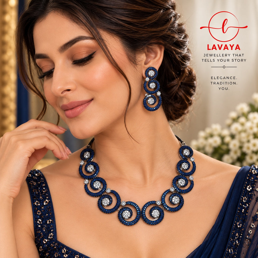 Lavaya Royal Emerald Green Kundan & Gold-Tone Necklace Set with Matching Statement Earrings