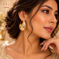 Oversized Teardrop Hollow Hoop Earrings with Mirror-Shine Gold Finish for Women