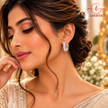 Lavaya Elegant Crystal Studded Silver-Tone Hoop Earrings for Women – Premium Sparkling Party Wear Jewellery