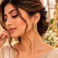 Vintage-Inspired Open-Work Geometric Gold Drop Earrings for Festive & Evening Wear
