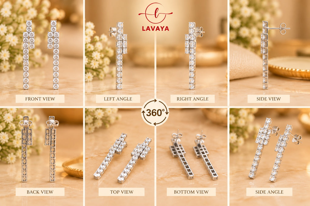 Lavaya Silver Radiance Crystal Cascade Long Drop Earrings for Women | Elegant Double-Strand Rhinestone Tassel Earrings