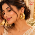 Lavaya Elegant Gold-Plated Textured Statement Hoop Earrings for Women