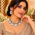 Mother of Pearl Crescent & CZ Diamond Statement Jewelry Set