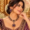 Royal Deep Purple Amethyst-Tone Kundan & Antique Gold Jewelry Set
