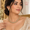 Classic Royal Oval Solitaire Kundan Collar Necklace Set for Women