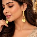 Lavaya Elegant Gold-Tone Textured Long Dangle Earrings for Women
