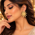 Lavaya Luxury Gold-Tone Sunburst Spiral Stud Earrings for Women