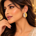 Lavaya Luxury Gold-Tone Two-Tone Crystal Embellished Leaf Stud Earrings for Women
