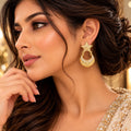 Lavaya Luxury Gold-Tone Crystal Embellished Star & Crescent Moon Drop Earrings for Women