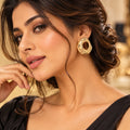 Lavaya Luxury Gold-Tone Abstract Sculptural Hollow Stud Earrings for Women