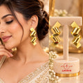 Elegant Gold-Tone Spiral Ribbon Statement Drop Earrings for Women