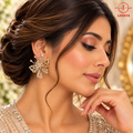 Lavaya Luxury Gold Butterfly Floral Crystal Statement Earrings for Women – Elegant Designer Earrings for Wedding, Party & Festive Wear