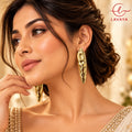 Lavaya Luxury Gold-Tone Hammered Sculptural Long Drop Earrings for Women – Elegant Modern Designer Statement Earrings for Wedding, Party & Festive Wear